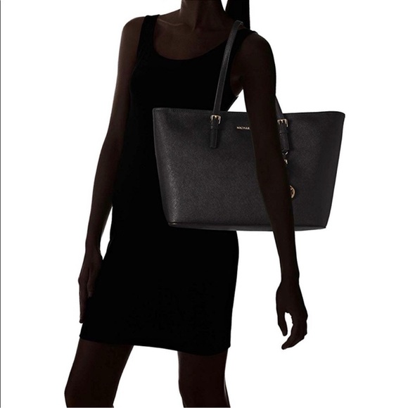 Michael Kors Black Tote with Gold Charm - Picture 3 of 8